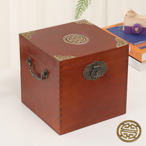 Retro wooden box with lock storage box solid wood desktop storage box sundries small box finishing square wooden box