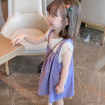 Female baby strap skirt suit Baby swimsuit two piece suit Girls purple summer 2021 new casual summer clothes