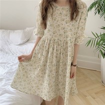 Korean version of pajama suit female summer student pajamas thin cute sweet ins night dress small man wear home clothes outside