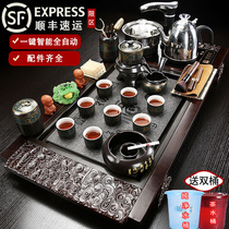Porcelain Hengtang Tea tray Tea set Household living room Automatic water one-piece kung fu tea table Simple