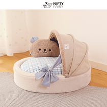 Minem Pet Shake Basket Red Dog Bed Autumn Winter Warmth Can Be Detached Wash Kennel Cat Nest Cute Korea INS Small Dog