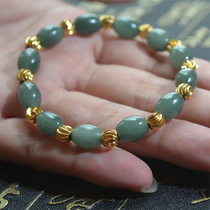 Natural Jade oil jade bracelet Oval Jade Pearl Road road Road man and women gold bracelet Valentines Day gift