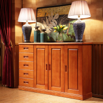 New Chinese style guest foyer 15 meters large capacity five 5 bucket drawer three 3 door solid wood storage balcony storage shoe cabinet