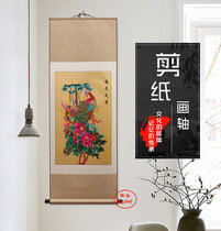 Chinese characteristics handmade paper-cut painting scroll color flowers and birds series living room decorative paintings abroad gifts to foreigners