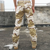 Mens camouflage casual pants spring and autumn outdoor military fans bunched feet loose multi-pocket tactical ins overalls Sansha fans