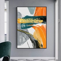 Hand-painted oil painting black and white Orange living room entrance wall decoration simple modern light luxury three-dimensional abstract restaurant hanging painting handmade