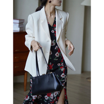 Color matters High order quality High order acetate Messy Muscular Sense Temperament Refute Collar Thin Padded Shoulder Suit Jacket Woman