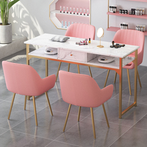 Nail table economical imitation marbled nail salon table simple Japanese single double nail table and chair set