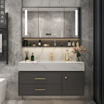 Rock board one-body basin oak bathroom cabinet combination modern smart washbasin cabinet toilet sink cabinet simple