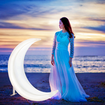 Net Red LED Moon Hanging Chair Solar outdoor waterproof Patio Decorative Crescent Light Indoor Balcony Bend Moon