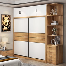 Full solid wood wardrobe Nordic sliding door Simple modern household bedroom multi-layer ecological board assembly sliding door cabinet