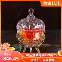 European crystal glass candy cans creative light luxury American home decoration jar living room coffee table storage small ornaments