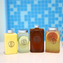 Creative net red flat square milk tea bottle Disposable transparent juice milk tea cup Plastic beverage packaging cup milk tea bottle