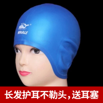 Whale ear cap female hair does not take a head swimming cap male waterproof adult children increase training silicone swimming cap