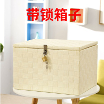 With lock containing case big number with cover rattan knitted storage box student dormitory with zero food basket book finishing envelope album