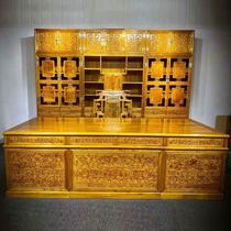 Xianzuo authentic high-end solid wood furniture Golden silk Nanmu office desk bookcase Xiaoye Zhennan Xifanlian domineering combination