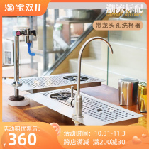 Multifunctional thickened one with faucet stainless steel high pressure cup washer kitchen bar milk tea shop automatic embedded