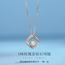  18K rose gold diamond necklace real diamond pendant womens set chain custom engagement wedding 520 Valentines Day gift