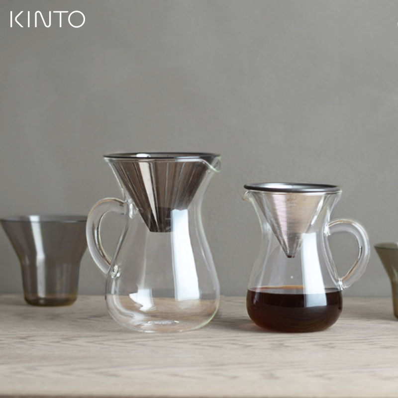 Japanese Kinto hand-brewed coffee all-in-one pot glass cone stainless steel filter resin all-in-one share pot set