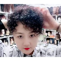 Fashion wig top head reissued curly hair real hair silk bangs cover white hair wig top head replacement film Female
