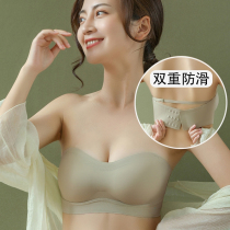 2021 new Thai latex strapless non-slip invisible small chest gathered underwear no rim wedding dress bra