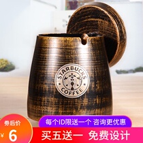 Wrought windproof ashtray bar bar Internet cafe anti-fly ash smoke flavor creative with lid household living room retro cigarette Cup