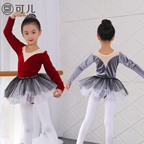New childrens dance clothes girls autumn and winter long sleeves golden velvet uniforms childrens ballet body Test clothes