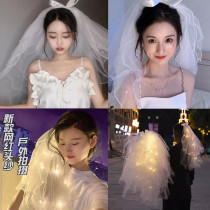 Net red with the same luminous veil double edge adult children fairy bow with lamp head decoration night market stall toys