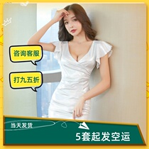 Skinny sparkling dress night womens new waist temperament skirt summer square collar slim sexy hip skirt summer