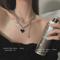 Love necklace female ins hip hop tide hot girl niche design sense decorative pendant choker sweater chain sweater chain