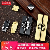  New Chinese hollow handle Retro wardrobe door drawer handle Copper black simple single hole ring small handle