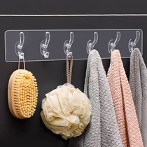 Adhesive hook a row of long strip door wall non-perforated wall hanging clothes hook strong glue no trace hanging rack plastic kitchen hook