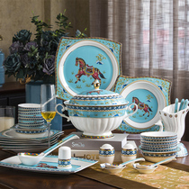 Tableware set Jingdezhen ceramic luxury European bone china bowl dish home wedding hotel club porcelain