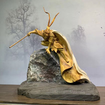 Taihang Thubai Newspaper Stone Monkey King Wood Carving Ebony Carving Handmade Art Root Carving Great Sage Figure Boutique Decoration