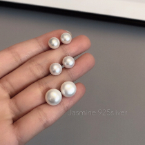 Large bulb S925 silver natural freshwater pearl earnail large size Temperament Retro does not fade