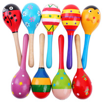 Baby large wooden sand hammer toy hand bell infant puzzle exercise audio-visual color early education toy sand hammer