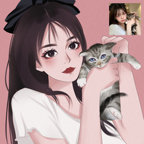 Sakura Ji hand-painted avatar design turn hand-painted real-life photo Cartoon Cartoon portrait sketch gift birthday fixed production