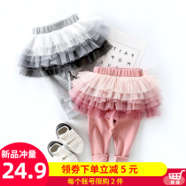 Female Baby Pants Dress Spring Dress Plus Suede Girl Skirt Pants Fake Two Pants Spring Autumn Money Baby Children New Underpants