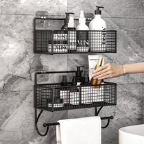 Bathroom shelf Bathroom toilet hole-free wall-mounted bath toilet towel rack storage artifact wall
