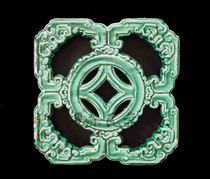 Foshan glazed tile ceramic temple tile retro architectural materials emerald green antique money flower window