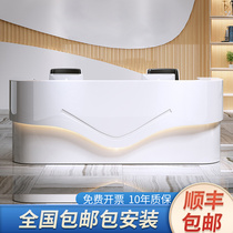 White Baking Varnish Front Office Company Creative Fashion Reception Desk Welcome Benttai Bar Terrace Custom Beauty Salon Collection Silver Desk Consultation Cabinet