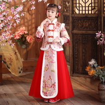 Hanfu girls pay winter clothes Tang suits cheongsam Chinese style little girls New year clothes Winter childrens clothes winter