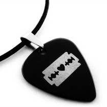 Woshion Watson Watson Titanium Steel Metal Personality Rock Guitar Pick Necklace HIM Band Blade