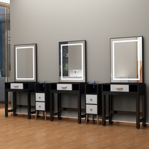 New net red barber shop mirror double-sided hair cut mirror with light with cabinet One-piece hair mirror table Hair salon special tide