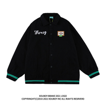 Early spring national tide high street hip hop cargo coat design sense niche letter embroidery oversize coach jacket men