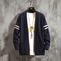 Tide brand 2020 spring and autumn new knitted cardigan mens loose casual sweater jacket Korean version of the trend wind jacket