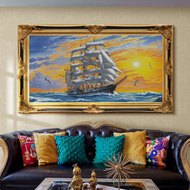Cross stitch printing smooth oil painting modern simple living room European style new 2021 sailing boat GK mixed embroidery