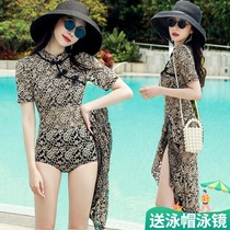DK swimwear womens 2021 new sexy belly cover thin large size womens bikini one-piece conservative hot spring summer