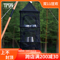 TNR outdoor camping tableware storage ventilation net bowl drying net multi-functional folding drying net rack