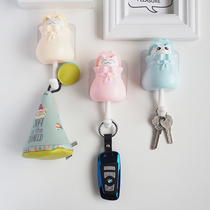 Creative ins wind hook Strong viscose entrance kitchen bathroom free hole no trace Cute girl key sticky hook